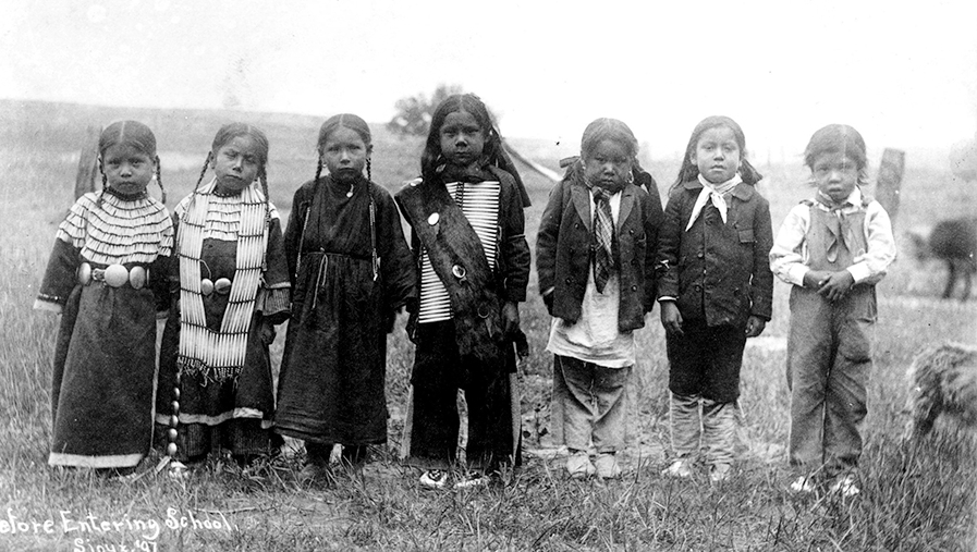 Sioux Children on their first day of school